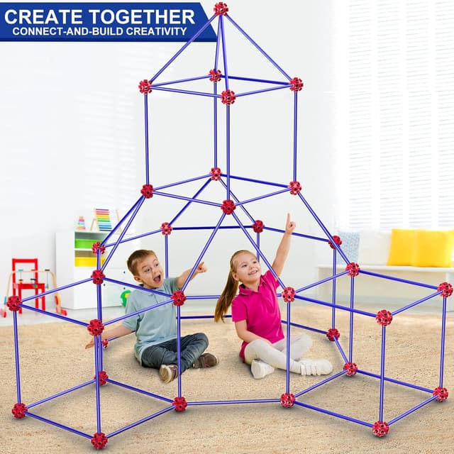 Detalle de V-Opitos 180-Pack Fort Building Kits for Kids (STEM STEM-Style Building Toys, Ages 4–8+)