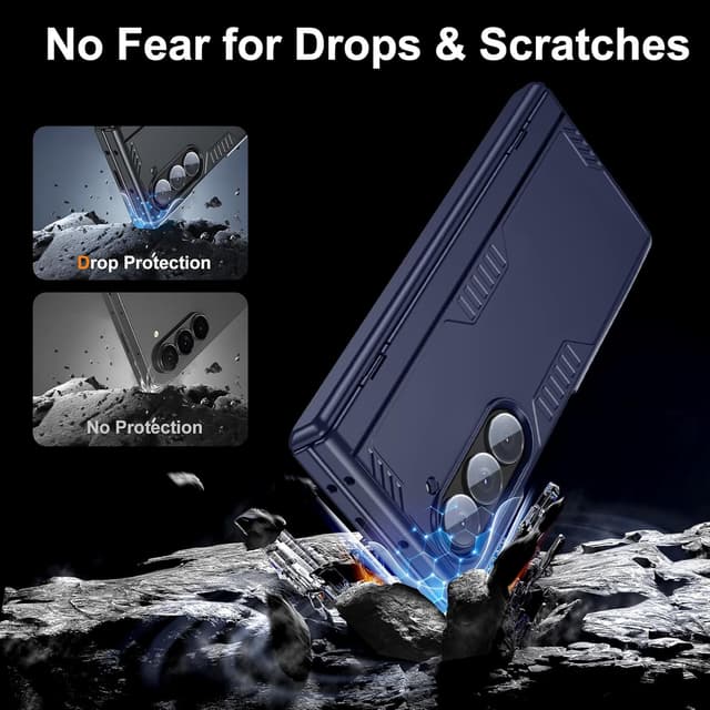 Detalle de Kaiiecal Privacy Case for Samsung Galaxy Z Fold 6 (Blue) with Privacy Screen Protector, Hidden Kickstand & Wireless Charging