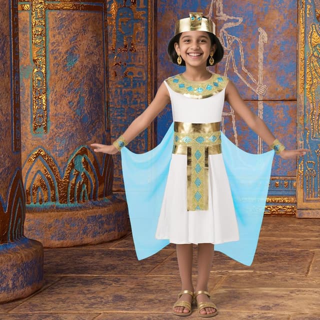 Detalle 2 de DiULi Cleopatra Girls' Costume Egyptian Queen Fancy Dress (Kids)