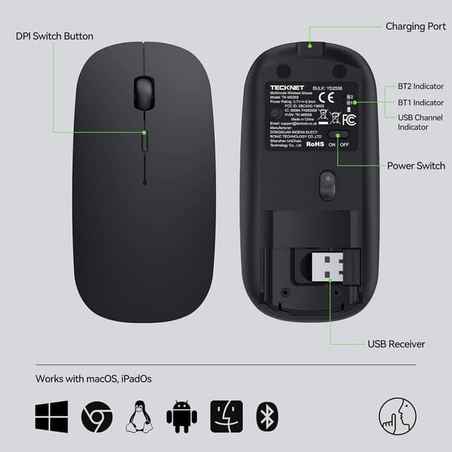 Thumbnail 6 de TECKNET Bluetooth Mouse 4800 DPI wireless mouse