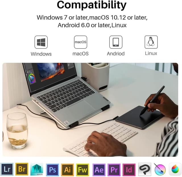 Detalle de Huion Inspiroy H430P drawing tablet (4.8 x 3 inch) with 4 hot keys