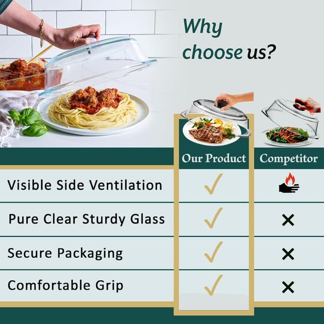 Thumbnail 4 de Le’raze Tall Glass Microwave Splatter Cover 10in 🍽