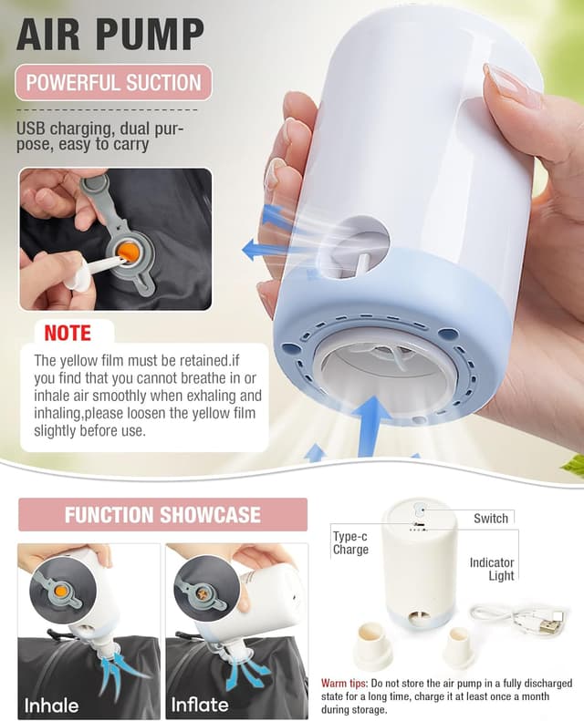 Detalle de SZLX Vacuum Backpack Travel Bag with Pump (cabin-size underseat with vacuum compression)