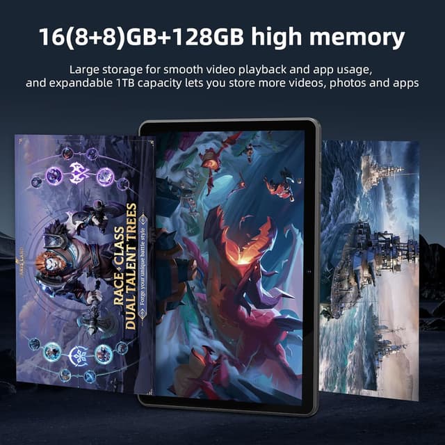 Detalle 2 de 10-Inch Android 14 Tablet (16GB RAM / 128GB Storage, 5G Wi‑Fi, GPS) with Dual Camera & Drop‑Proof EVA Case - Black