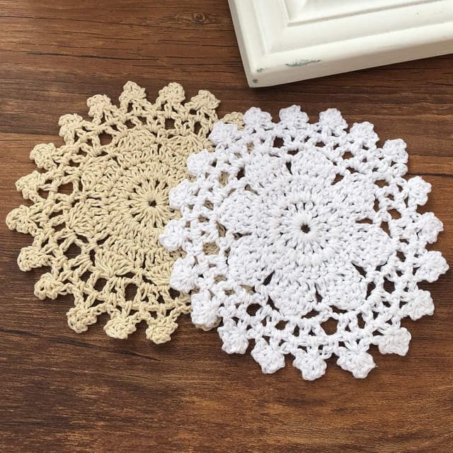 Detalle de Gracebuy 4 inch crochet placemats, pack of 4