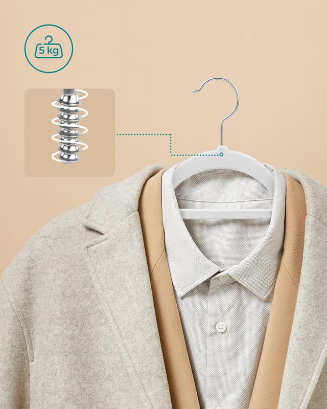 Thumbnail 3 de SONGMICS Perchas de Terciopelo con Barra y Ganchos