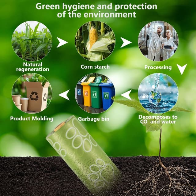 Detalle de Qiookioo Poop Bags Rolls 256 Count (9x13 inches) – Thickened Leakproof Green Bags with Lavender Scent