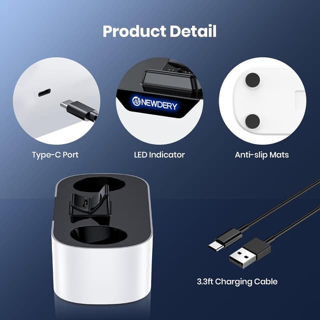 Thumbnail 5 de NEWDERY PS5 Controller Ladestation 1,5 h