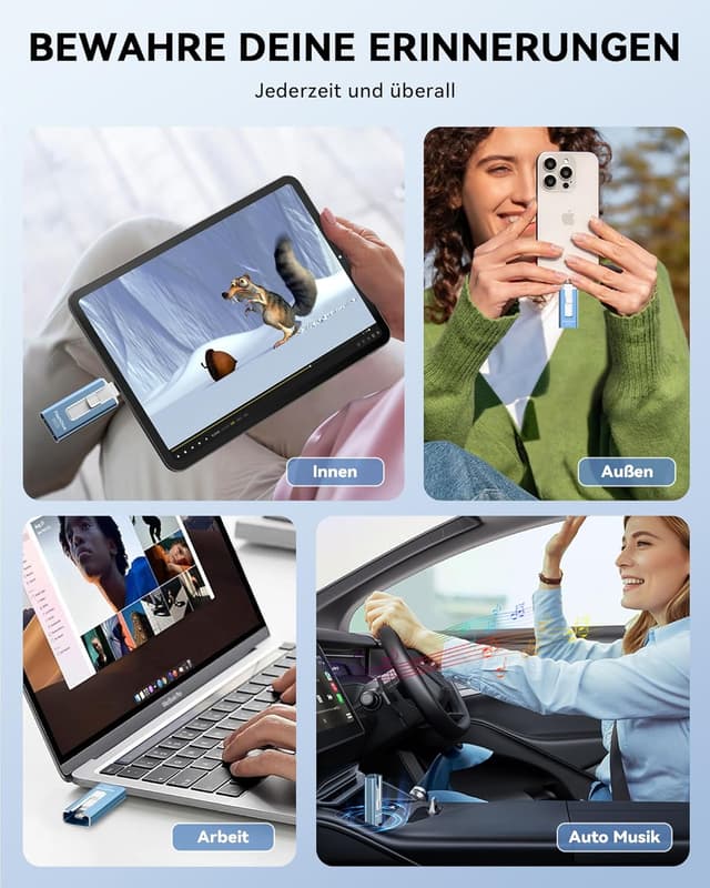 Thumbnail 6 de GNASEET USB Stick 256GB für Phone — 4 in 1 Speicher Blau ⌚