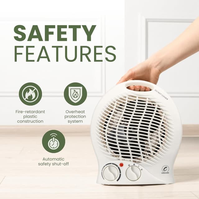 Detalle 2 de Coselena 2kW Electric Fan Heater with Thermostat, Frost Watch & Cooling Function (White)