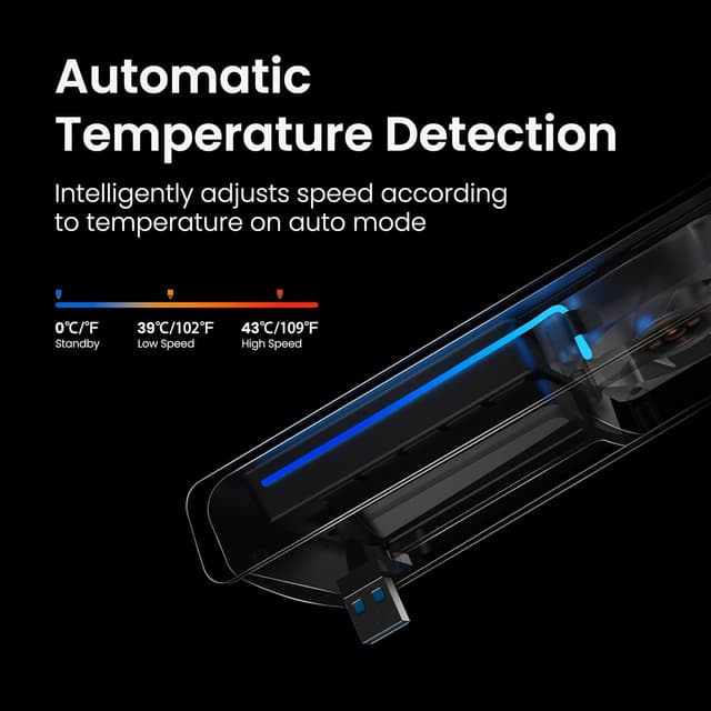 Detalle de KIWIHOME Kühllüfter für PS5 Pro (Disc & Digital) mit regelbarer Geschwindigkeit, Auto-Modus und USB 3.0-Port