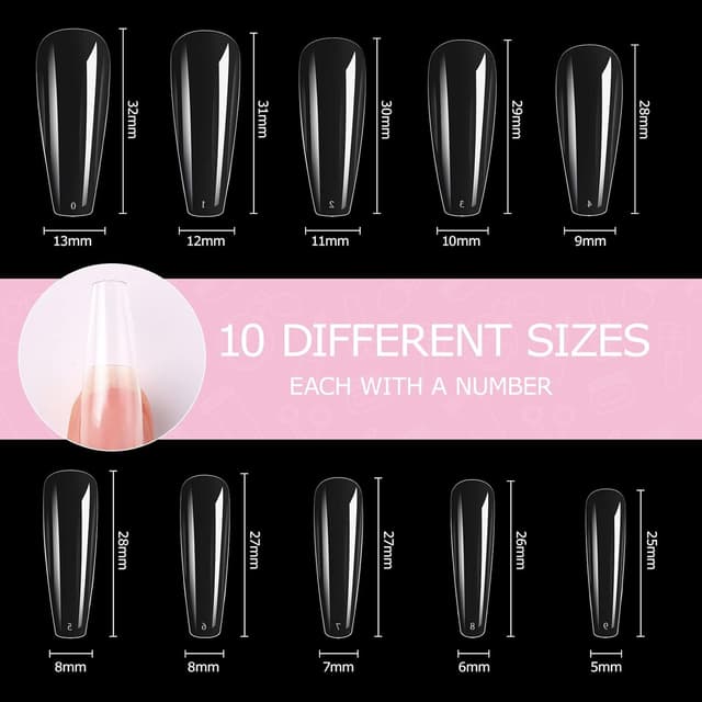 Thumbnail 1 de 500 uñas postizas acrílicas Transparente estuche