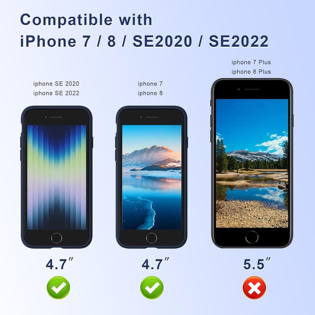 Detalle 2 de TAXXOE Liquid Silicone Case for iPhone SE (2020/2022) and iPhone 7/8 – Soft-touch, shock and dust protection, Dark Blue