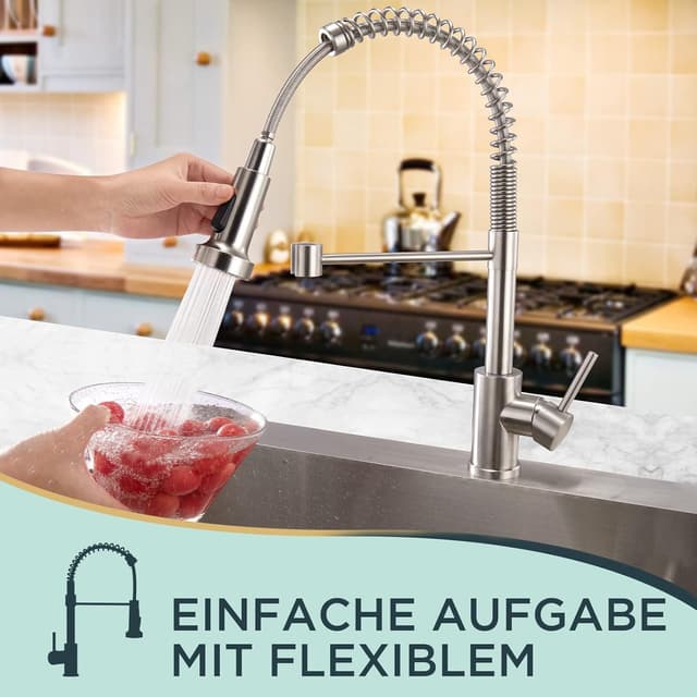 Detalle 2 de FORIOUS Wasserhahn Küche Hoher Bogen 360°