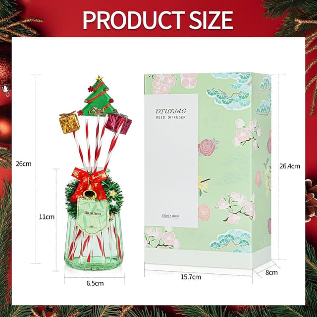 Detalle 2 de DIUFJAG Lot de 2 diffuseurs parfumés 180 ml avec 12 bâtonnets de roseau (Cèdre/Bambou)