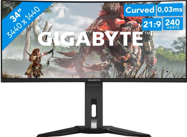 Detalle de Gigabyte MO34WQC2 OLED Curved – 34" Wide Quad HD für flüssiges Gaming