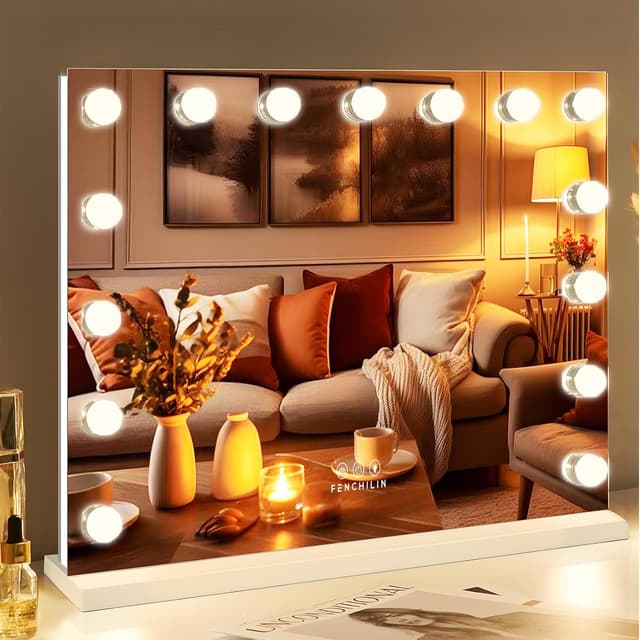Detalle de FENCHILIN Hollywood Mirror with RGB Backlit 15 LED Vanity Mirror (58x46cm)