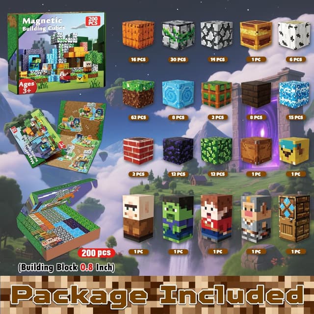 Detalle 2 de GraceDuck 200PCS magnetic building blocks 🧩