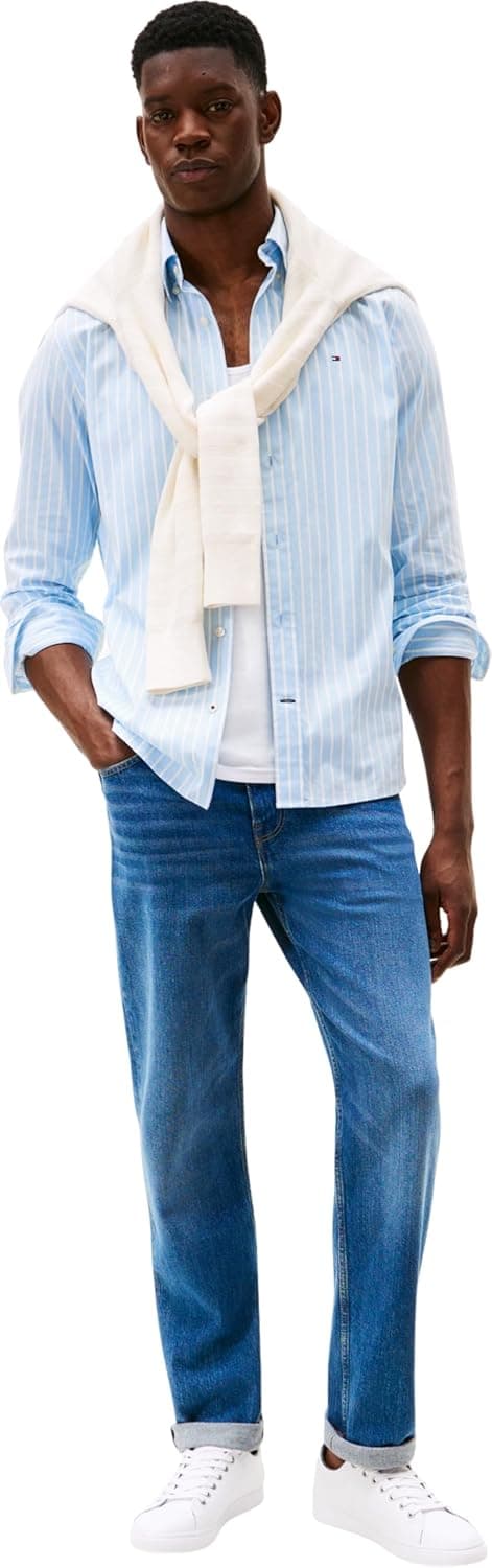 Detalle de Tommy Hilfiger Herren Cupsole Sneaker Essential Leather Schuhe – Leder-Sneaker mit Marken-Details