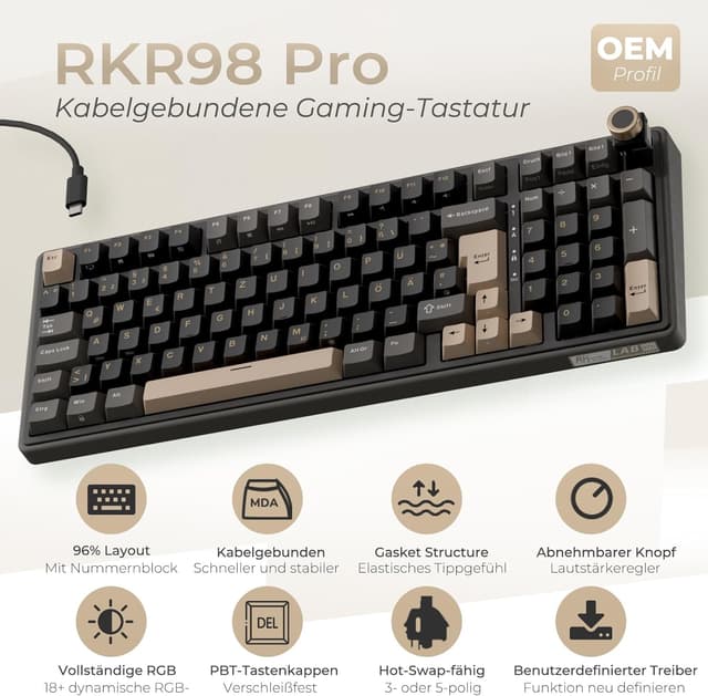 Detalle 2 de RK ROYAL KLUDGE R98 Pro mechanische Tastatur QWERTZ