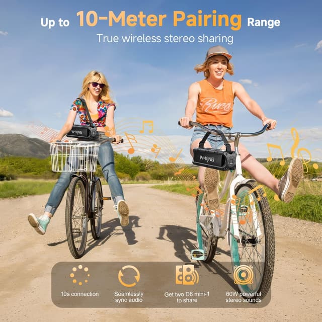 Detalle 1 de W-KING Bluetooth Speaker 60W Peak portable audio