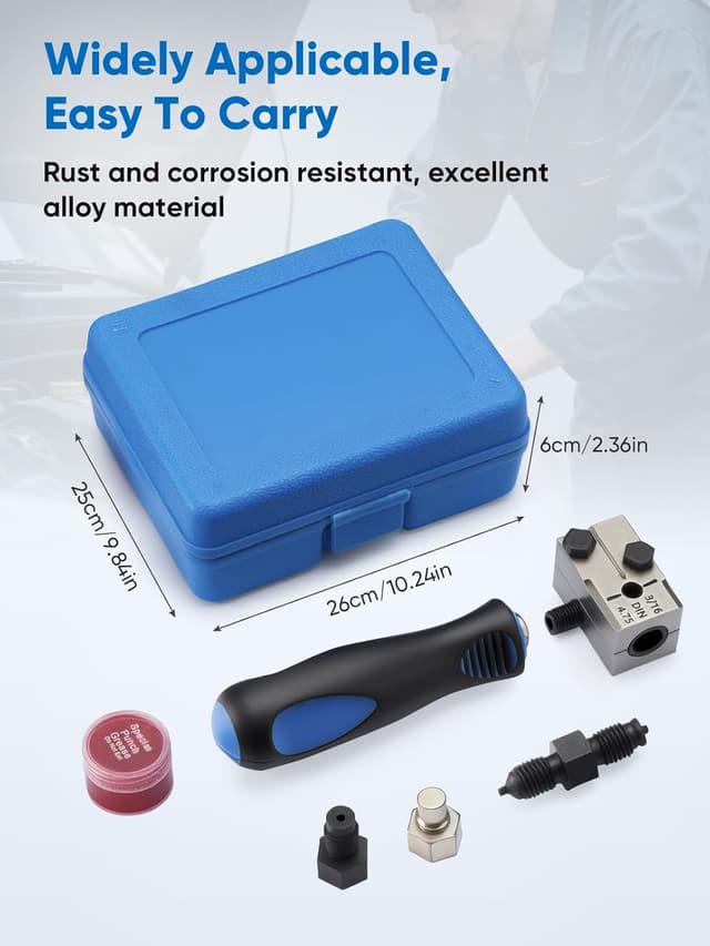 Thumbnail 6 de Wvoillty Doppel-Bördelwerkzeug für DIN-Bremsleitungen (3/16") – Reparatursatz für Kupfer-, Nickel- und Stahlrohre