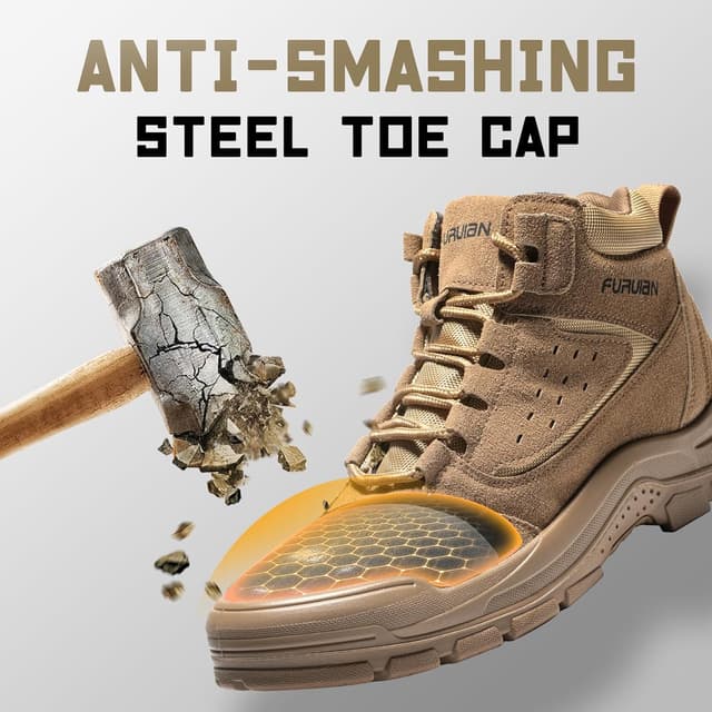 Thumbnail 1 de Furuian Steel Toe Boots Comfortable Slip Resistant Work Boots