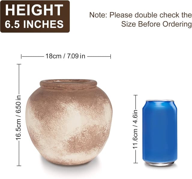 Thumbnail 3 de Rustic Ceramic Vase 6in brown