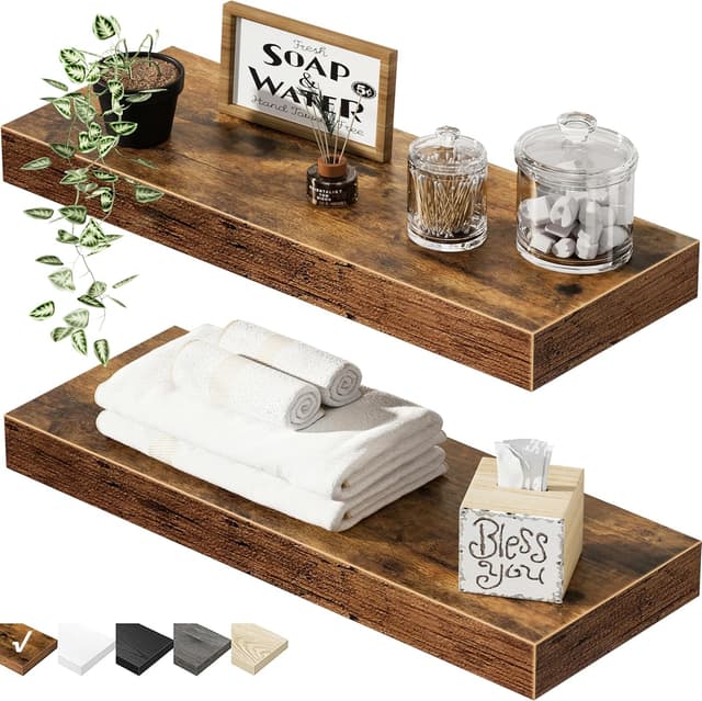 Detalle de QEEIG 15.7" Floating Bathroom Shelves set of 2