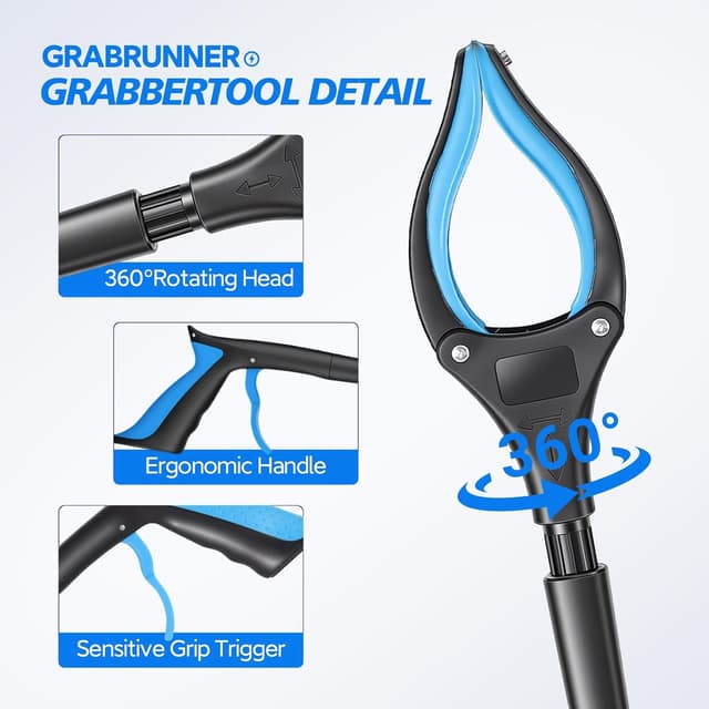 Thumbnail 3 de Pinza raccogli oggetti 91 cm telescopica con testa girevole 🪛