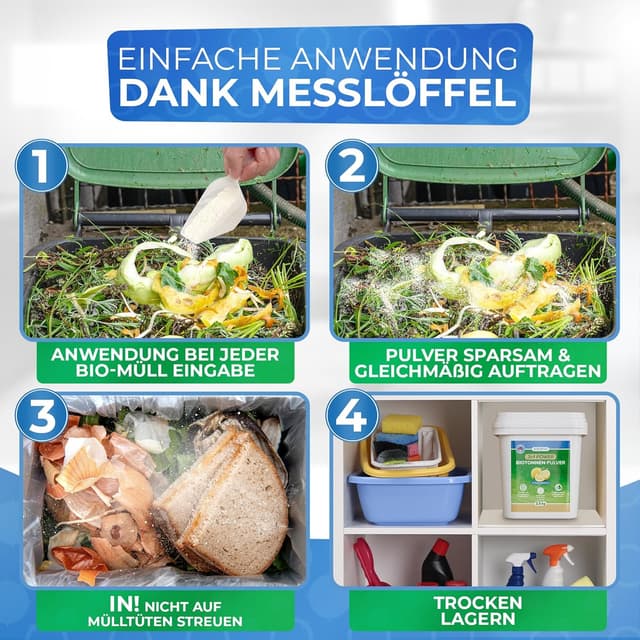 Detalle de Patronus Biotonnenpulver gegen Maden und Geruch – 2,5 kg Vorteilspack für Mülltonne & Biotonne