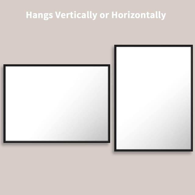 Detalle de LOAAO 22"x30" Black Rectangle Bathroom Mirror with Matte Black Aluminum Alloy Frame