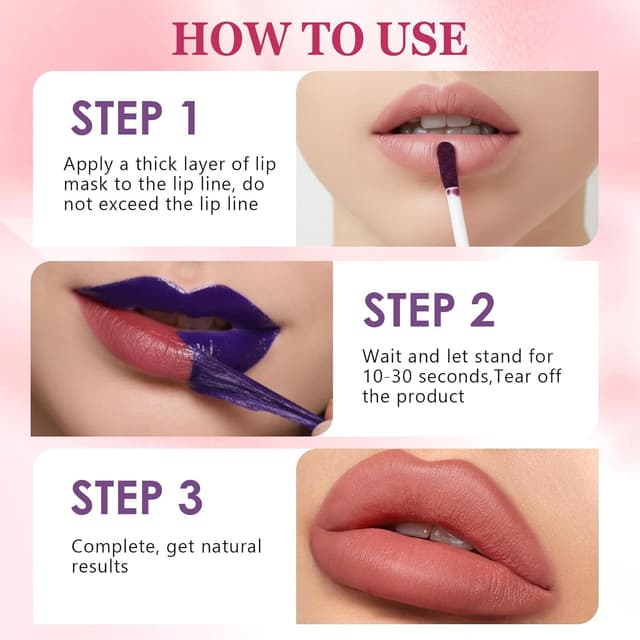 Detalle de Pack 3 x peel off lip stain longue durée (matte) avec crayon à lèvres imperméable