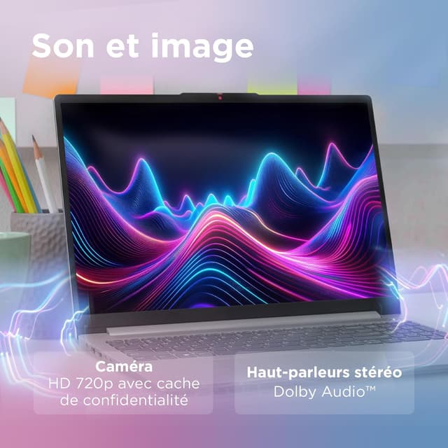 Detalle de Lenovo IdeaPad Slim 3 15IRU8 : ordinateur portable 15,6" FHD (Core i3, 8 Go RAM, SSD 512 Go) Windows 11 Home