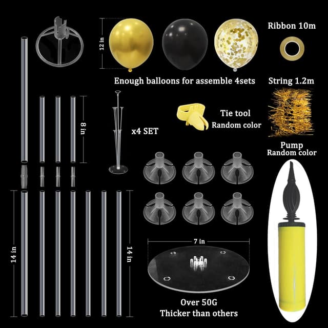 Thumbnail 6 de ZJDHPTY Black Gold Balloon Stand Set