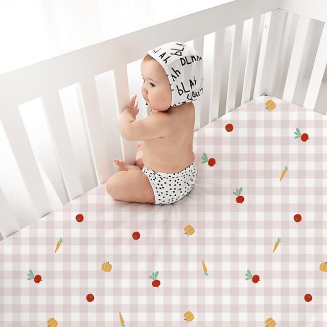 Detalle de Little Grape Land 4er-Pack Spannbettlaken für Babybett 70x140 cm (rosa Ranch), OEKO-TEX Mikrofaser-Polyester