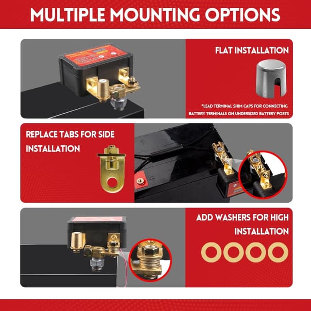 Detalle de Remote Battery Disconnect Switch 12V 240A with LED Voltage Display (0.001A standby) for Car, RV, ATV, Truck, Tractor, Boat