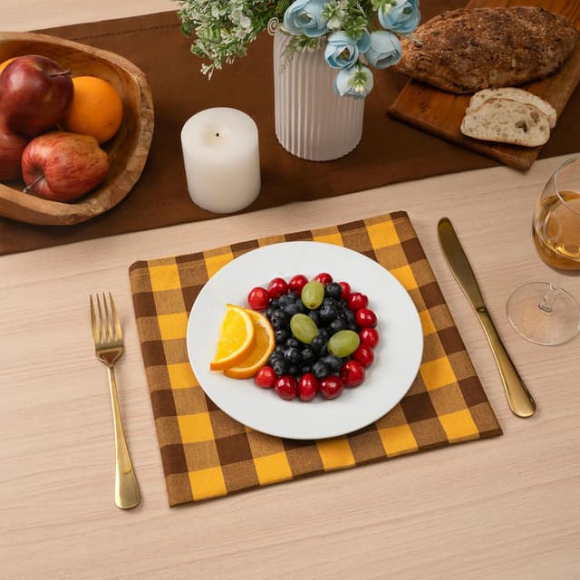 Thumbnail 2 de Blue Needles Gingham Buffalo Plaid Napkins 18x18