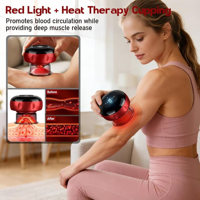 Detalle 2 de 2 Pack Smart Cupping Therapy Massager (7-in-1) with Red Light & Heat, 12 Suction Levels and 12 Heat Levels