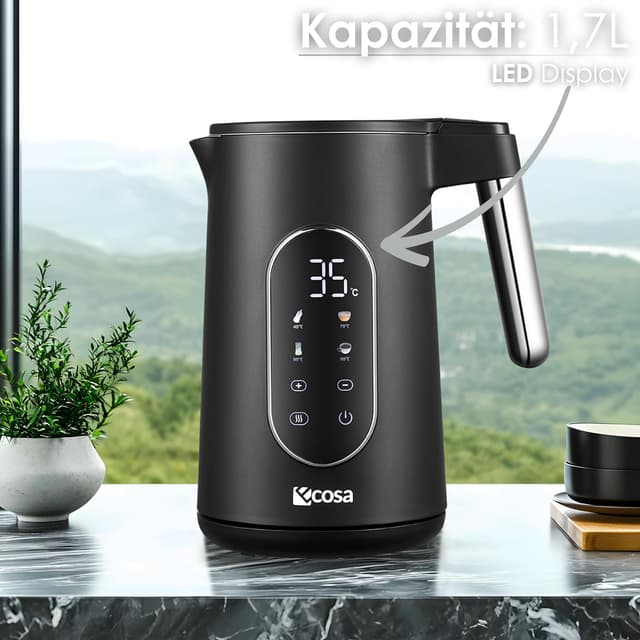 Detalle 2 de Wasserkocher Edelstahl mit Temperatureinstellung 1,7 L