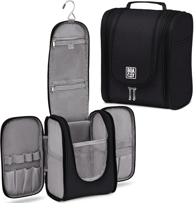 Detalle de BOACAY Hanging Travel Toiletry Bag (Women & Men) with Metal Hook, Waterproof Shower Organiser