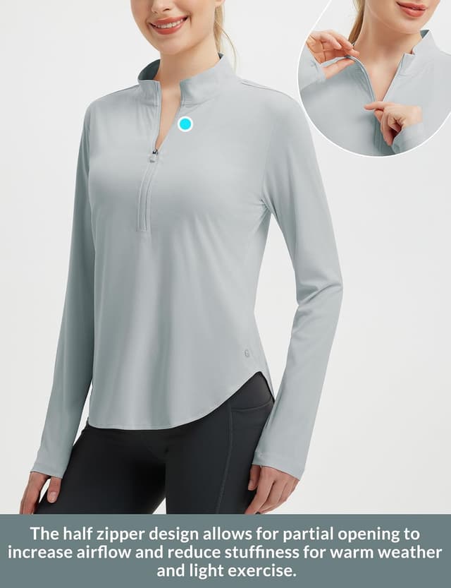 Detalle de baleaf Women’s Sun Shirts Hiking Shirt (Lightweight Long Sleeves) UPF 50+ Half-Zip Rash Guard