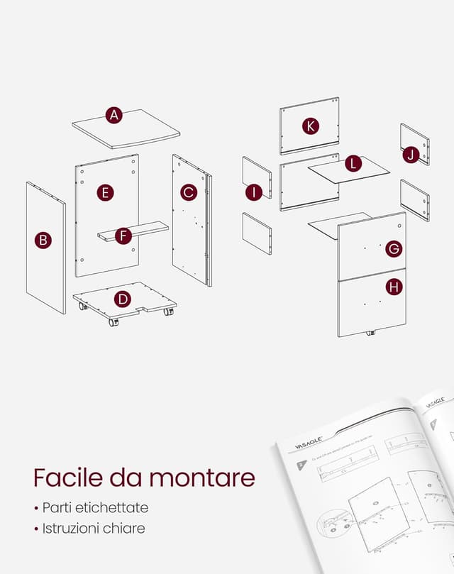 Thumbnail 6 de VASAGLE Schedario 2 cassetti 43x44,5x72 cm