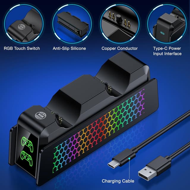 Detalle 2 de PS5 Controller Charger Station with LED indicator
