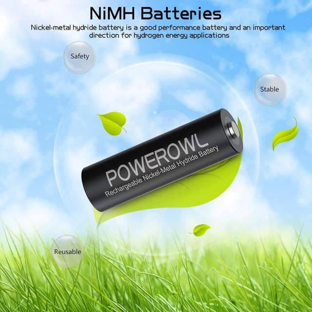 Detalle 2 de POWEROWL Rechargeable AA Batteries 2800mAh 🔌