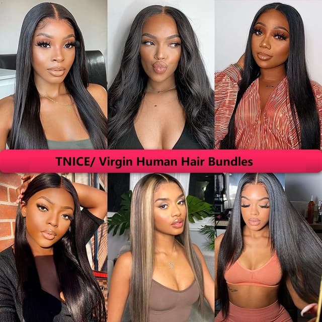 Detalle 2 de Straight Bundles Human Hair 16-Inch Brazilian Straight Hair Bundles (16/16/16) — 100% Unprocessed Virgin Hair Weave