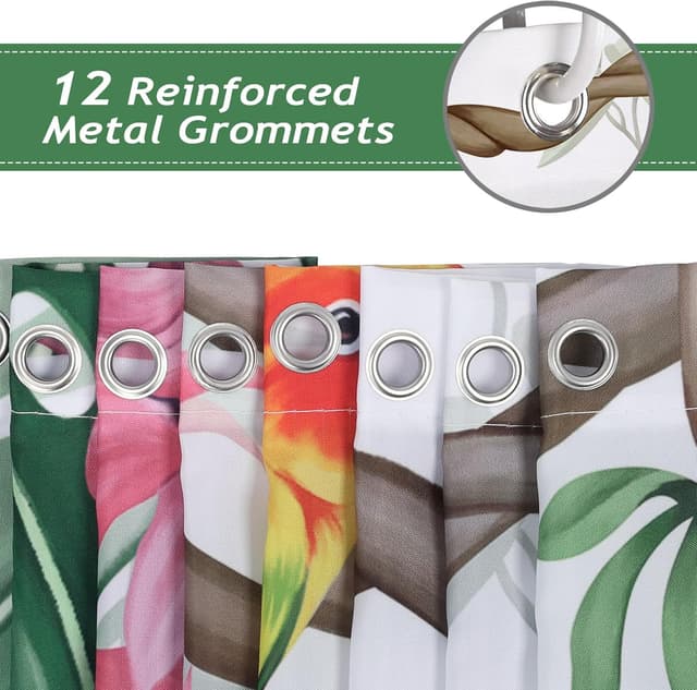 Thumbnail 3 de Bonhause Leopard Tropical Leaves Shower Curtain 180x180 cm