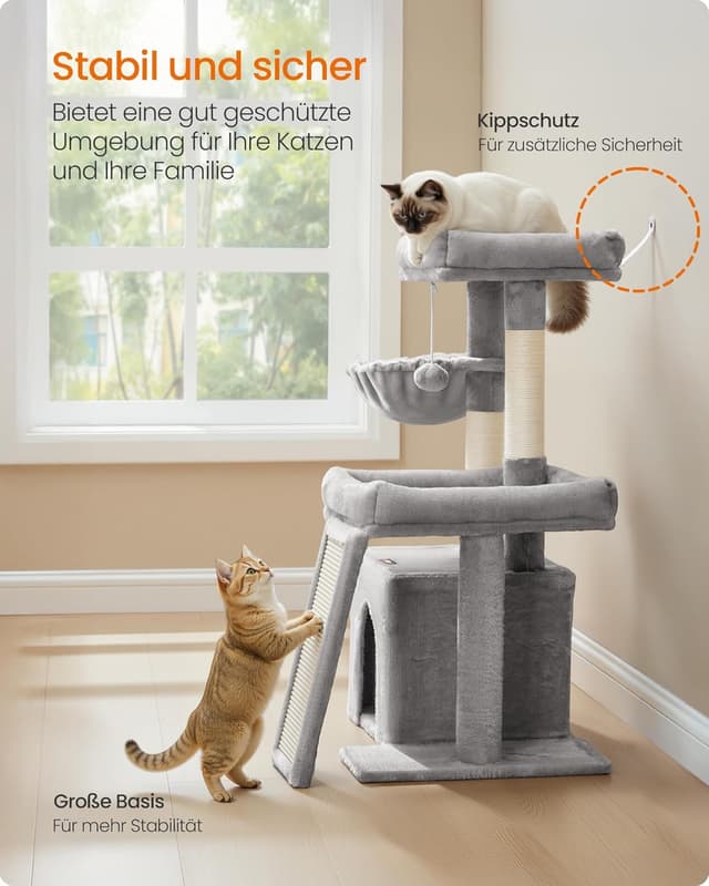 Thumbnail 6 de Feandrea Kratzbaum mit Kratzsäulen, Rampe und 2 großen Plattformen (Taubengrau) PCT013GD01