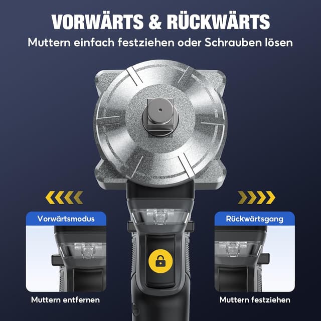 Detalle de SoarFly Akku-Schlagschrauber mit 1/2-Zoll-Antrieb und 1.200 Nm Drehmoment – Set mit 2× 4,0 Ah Akkus