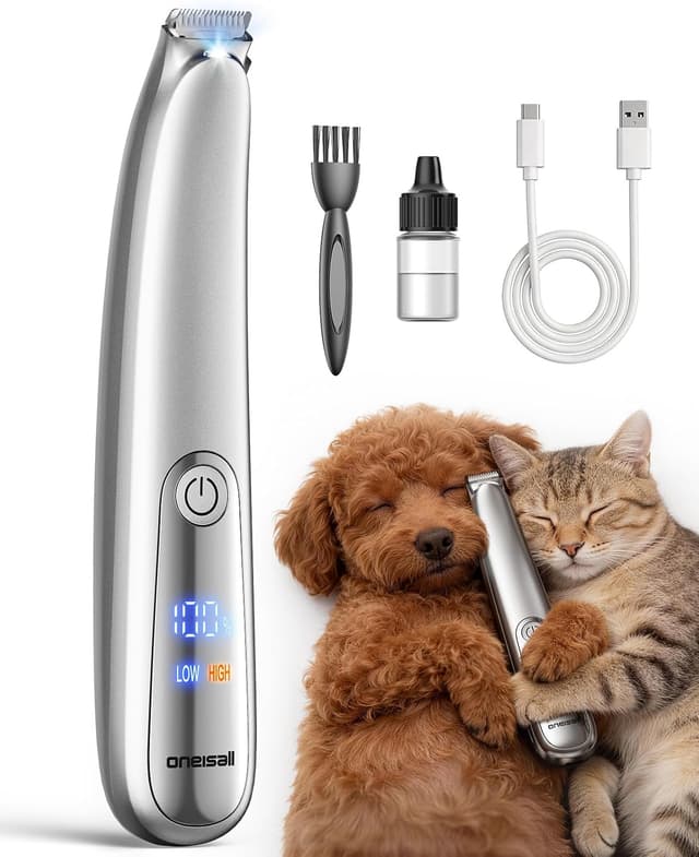 Imagen de oneisall Upgraded Dog Paw Trimmer (2-Speed, LED, Low Noise, Curved Blade) en OfertitasTOP